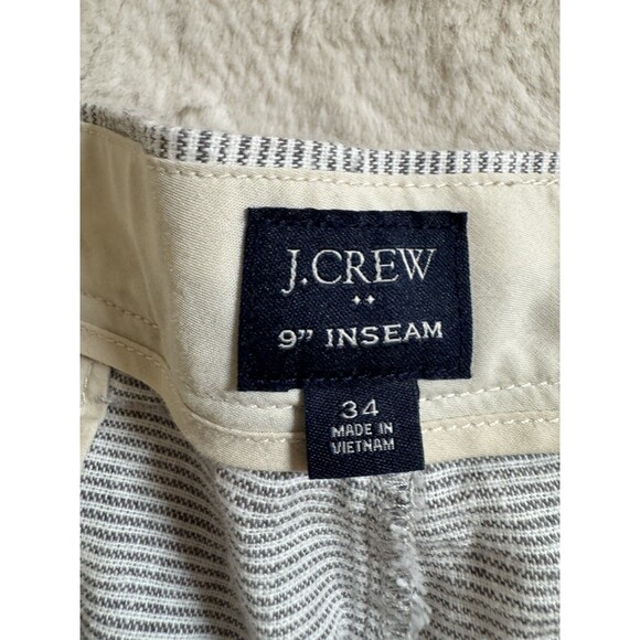 J. Crew Factory  Men’s Shorts 9" Inseam Linen Blend Gray White Striped Size 34 - Picture 4 of 7